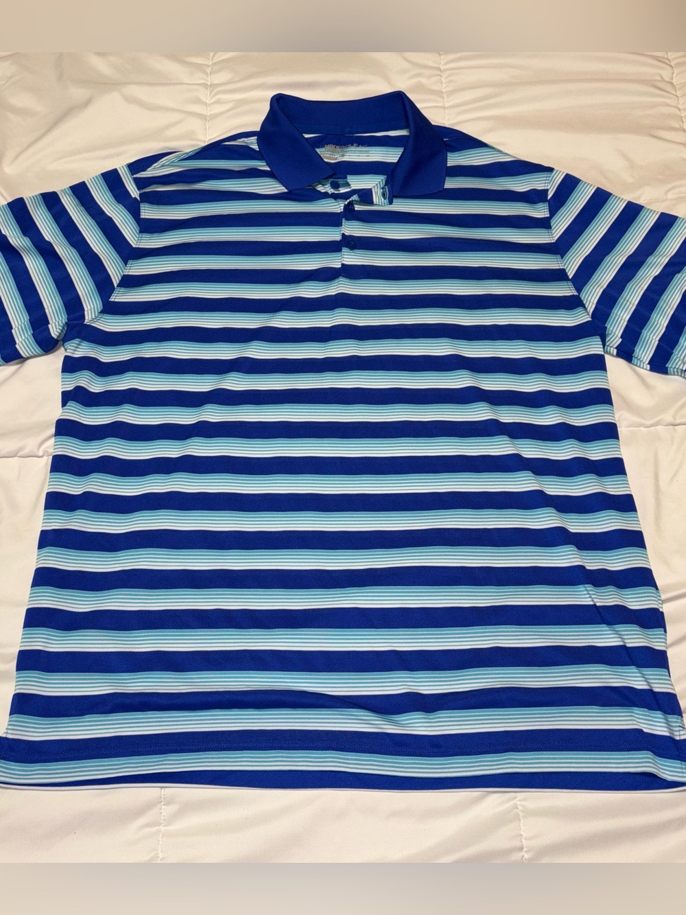 Nike Golf | Men's Dri Fit Striped Golf Polo XL Blue Light Blue White